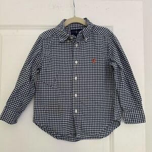 Ralph Lauren boys navy & white checkered button down shirt top size 4 years